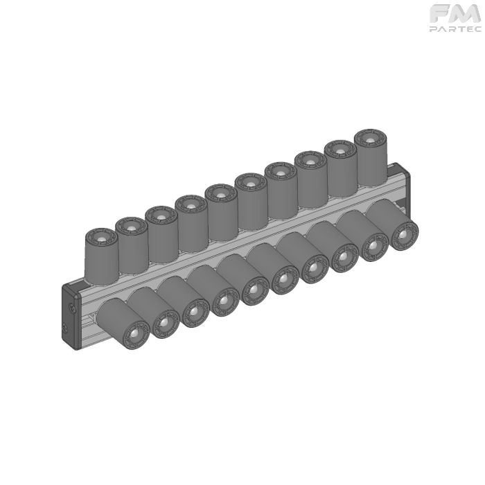 RULLIERA A SBALZO 45x18,5x24 DOPPIA 90' CON RULLINI IN TPU (PU-PP) L.=4110