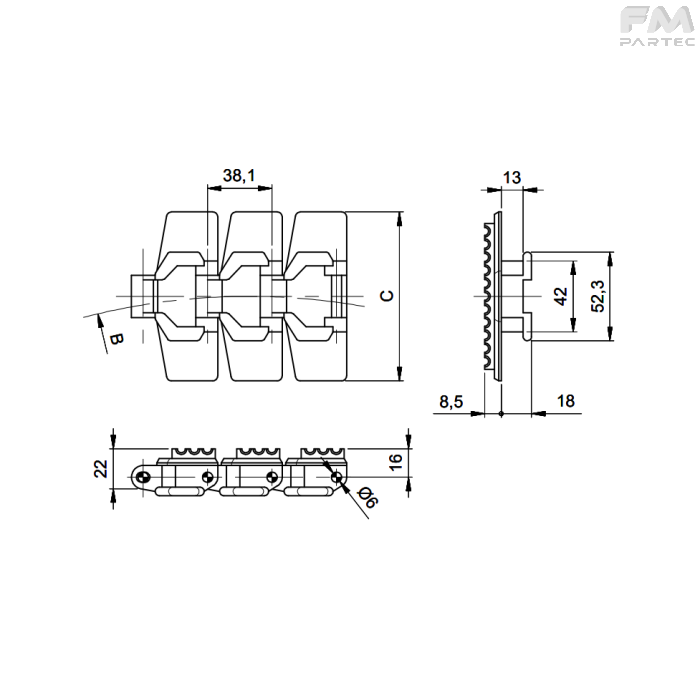 Disegno tecnico SKU CH-C-N38