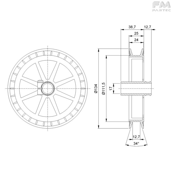 Disegno tecnico Sku: PRW-P-DR1C-130