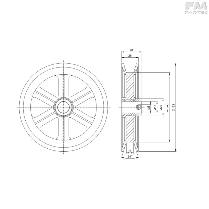 Disegno tecnico Sku: PRW-P-DR1C-120