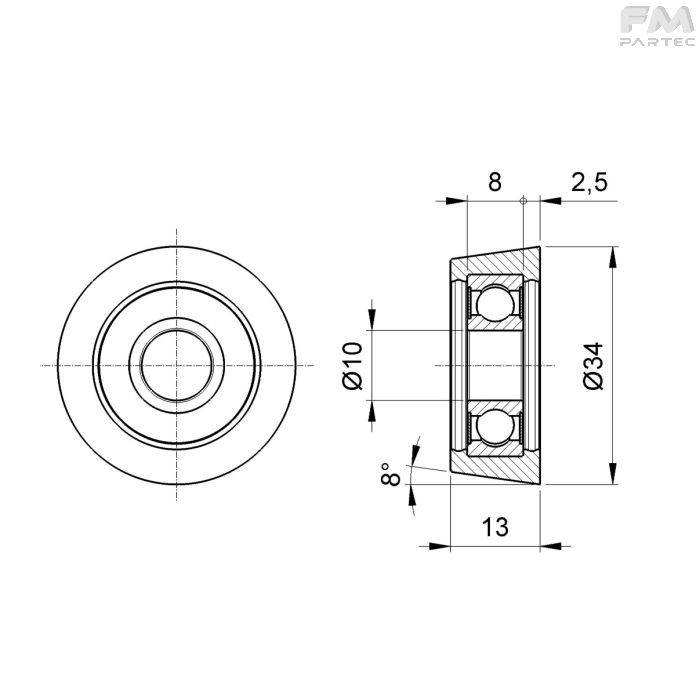 Disegno tecnico Sku: PRW-R-OB-34C