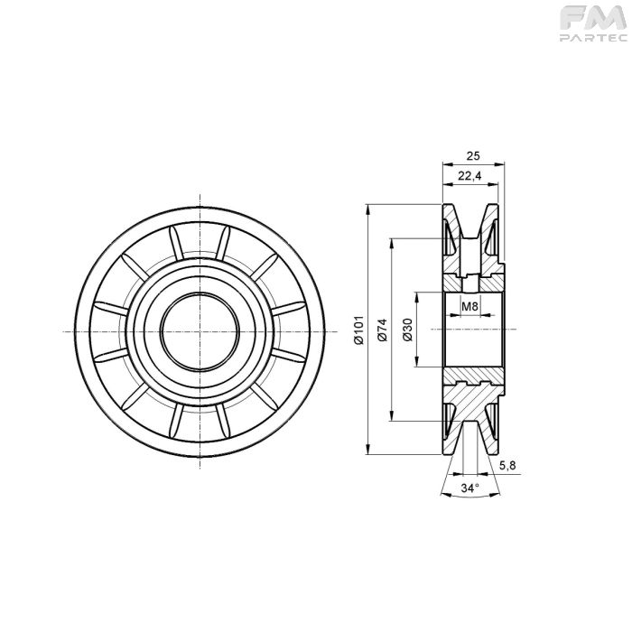 Disegno tecnico Sku: PRW-P-DR1B-100