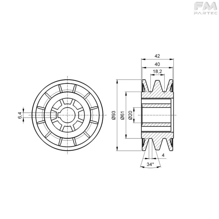 Disegno tecnico Sku: PRW-P-DR2B-80