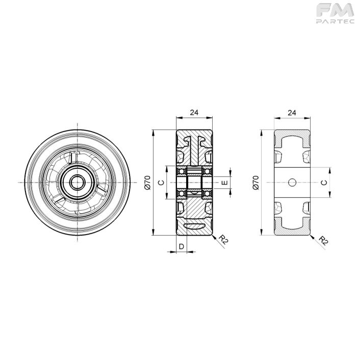 Disegno tecnico Sku: PRW-R-70C8