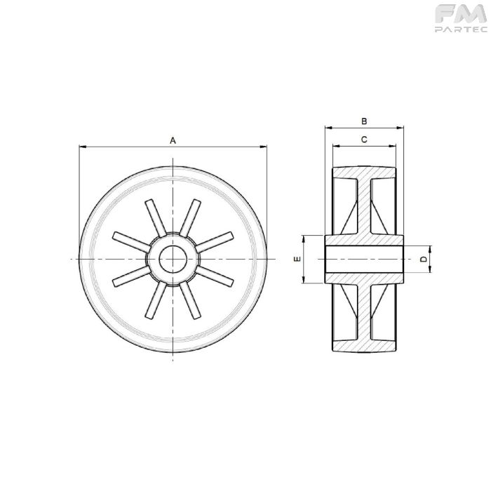 Disegno tecnico Sku: PRW-W-WH