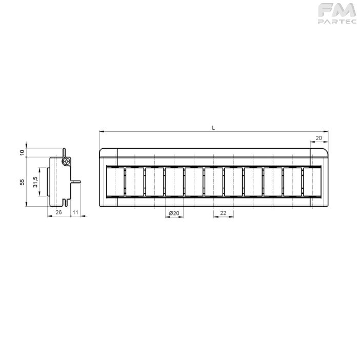 Disegno tecnico SKU RCH-MDSH-PA22C6