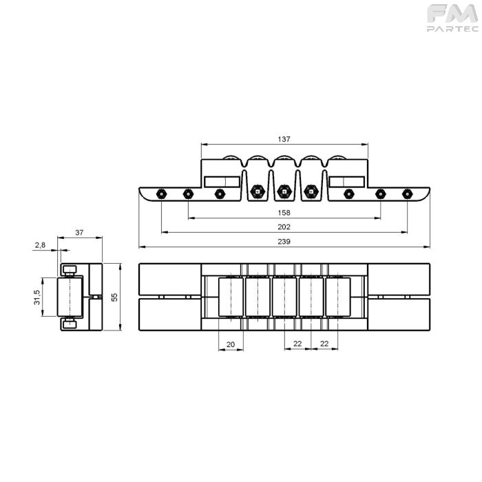 Disegno tecnico Sku: RCH-AC-MD-JT-PA22
