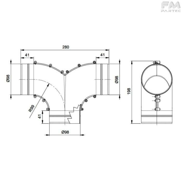 Disegno tecnico Sku: Al-CN-T100MM